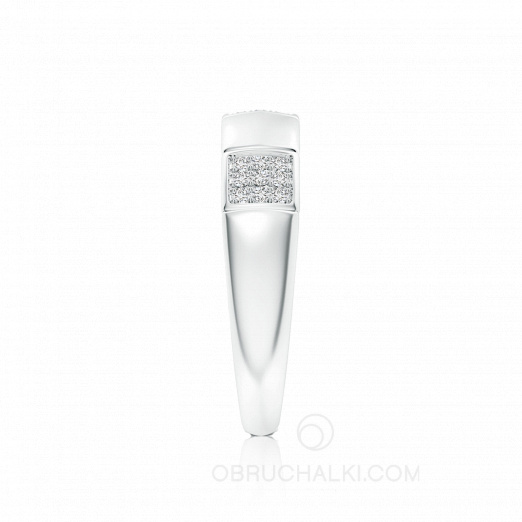 Обручальное кольцо из белого золота с бриллиантами на заказ фото 3