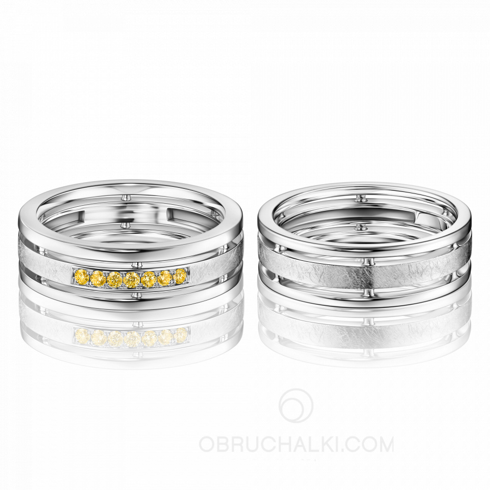 Парные обручальные кольца из желтого золота с желтыми бриллиантами COMBO ICE YELLOW DIAMONDS