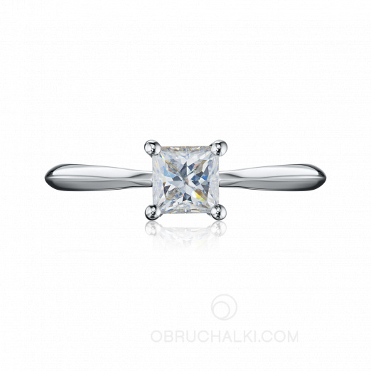 Классическое помолвочное кольцо с квадратным бриллиантом SAY YES на заказ фото 2
