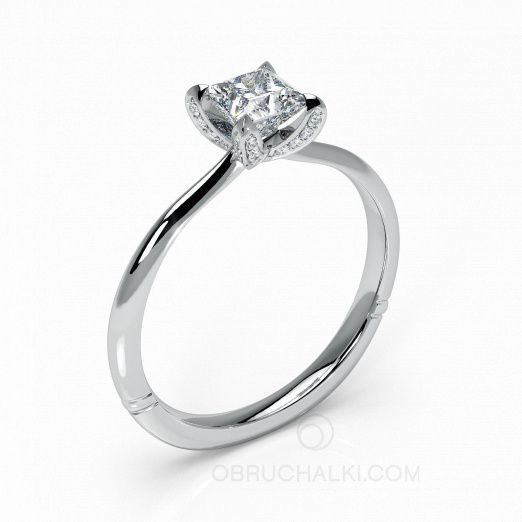 Помолвочное кольцо золотое с квадратным бриллиантом принцесса PRINCESS DREAMS на заказ фото 2
