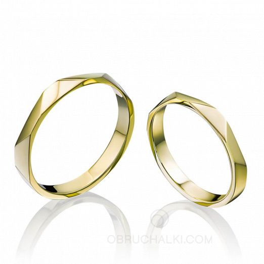 Обручальные кольца классические с гранями FACET CLASSIC на заказ фото