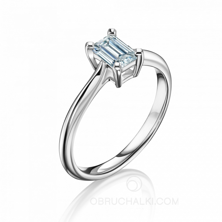 Помолвочное кольцо с бриллиантом изумрудной огранки PROMISE EMERALD