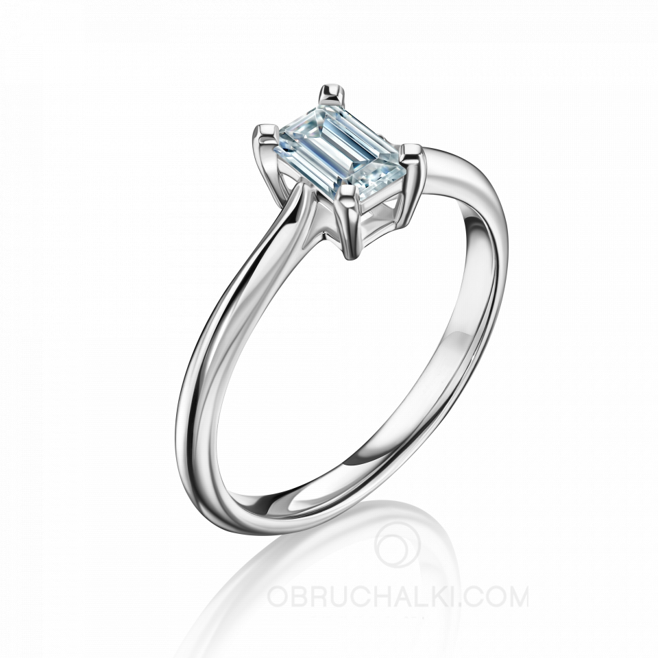 Помолвочное кольцо с бриллиантом изумрудной огранки PROMISE EMERALD