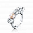 Серебряное женское кольцо с жемчугом ROMANTIC FIVE на заказ фото