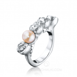 Серебряное женское кольцо с жемчугом ROMANTIC FIVE фото