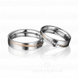 Свадебные комбинированные кольца с матовым пояском и бриллиантами GOLDEN LINE на заказ фото 2