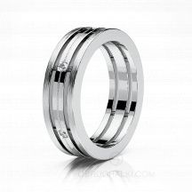 Обручальное кольцо из белого золота с матовой поверхностью и бриллиантами COMBO MINIMAL фото
