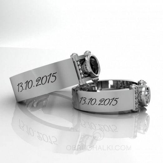 Парные обручальные кольца с черным бриллиантом DARK PRINCE на заказ фото 5