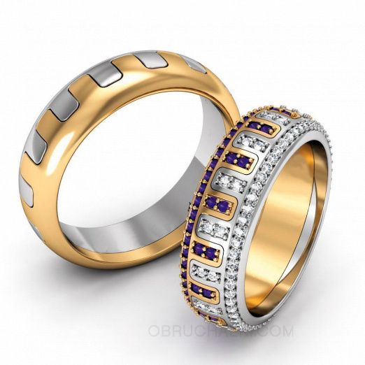 Обручальные кольца с бриллиантами и узором в форме волны на заказ фото 4