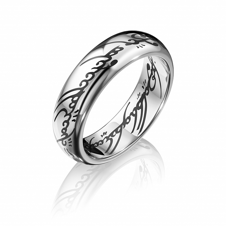Кольцо всевластия из белого золота с ювелирной керамикой RING OF POWER CERAMIC