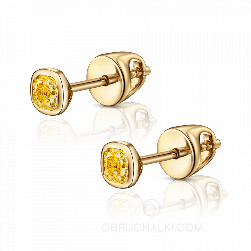 Пусеты-трансформеры с желтым бриллиантом CUSHION SUNSHINE TRANSFORMER