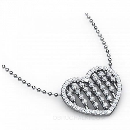Кулон сердце с бриллиантами  на заказ фото