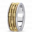 Оригинальное мужское обручальное кольцо из комбинированного золота на заказ фото 4