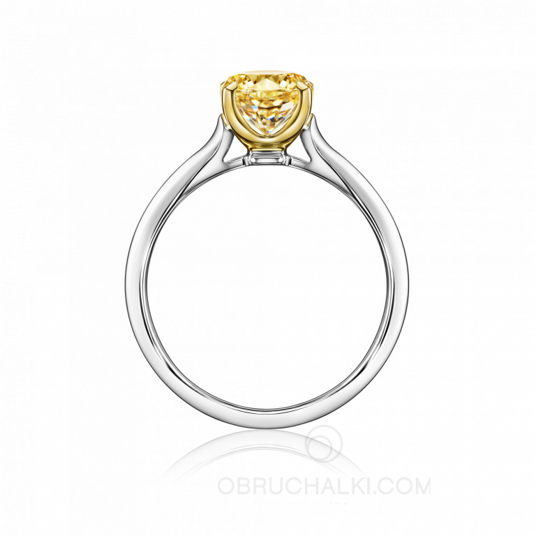 Помолвочное кольцо из белого золота с желтым бриллиантом огранки кушон PROMISE CUSHION SUN CLAW