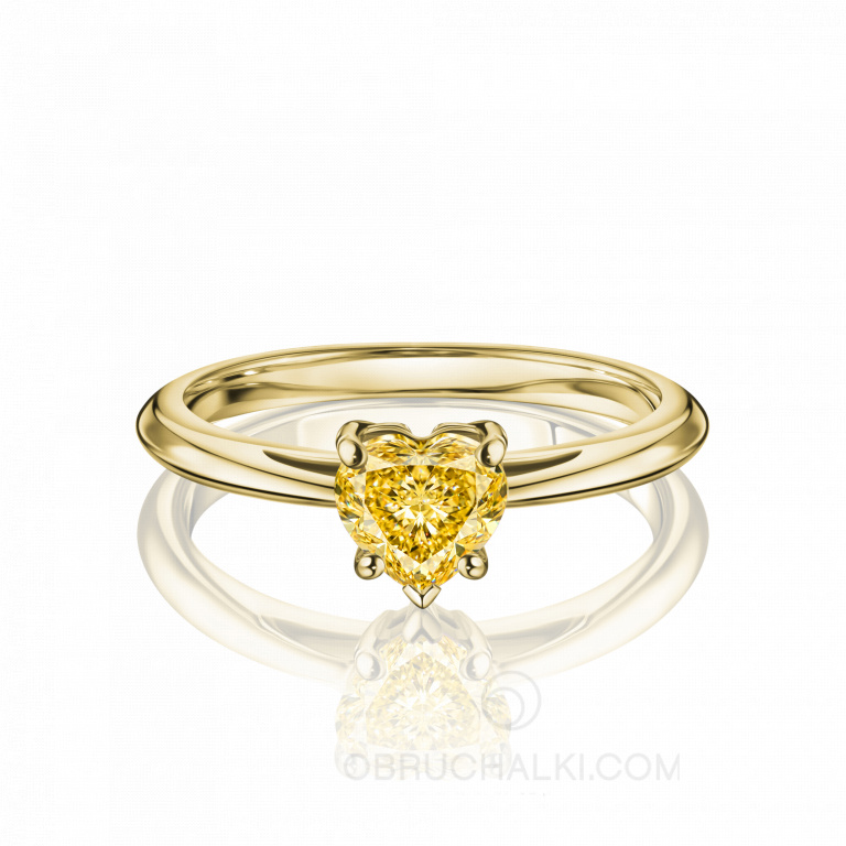 Помолвочное кольцо с желтым бриллиантом огранки сердце SUN HEART RING