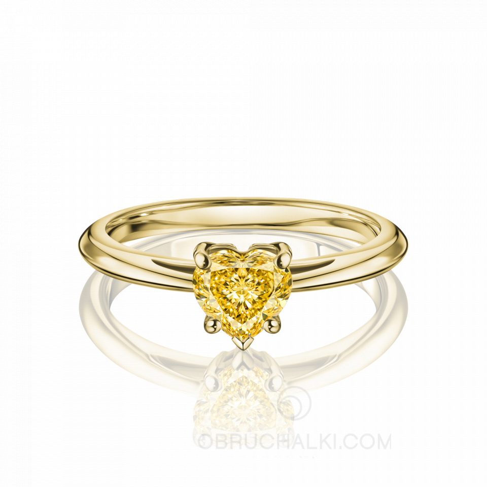 Помолвочное кольцо с желтым бриллиантом огранки сердце SUN HEART RING