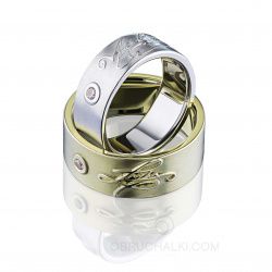 Парные обручальные кольца с росписью AUTOGRAPH фото