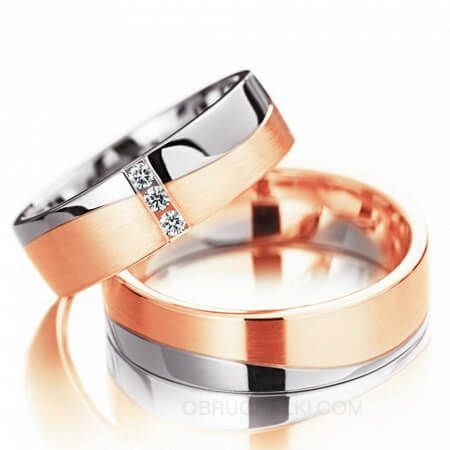Красивые обручальные кольца с 3-мя бриллиантами на заказ фото 2