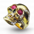 Женское кольцо череп с турмалинами и бриллиантами SCULL на заказ фото 2