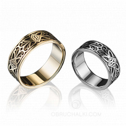 Широкие обручальные кольца с резным орнаментом INTRICATE ORNAMENT  фото