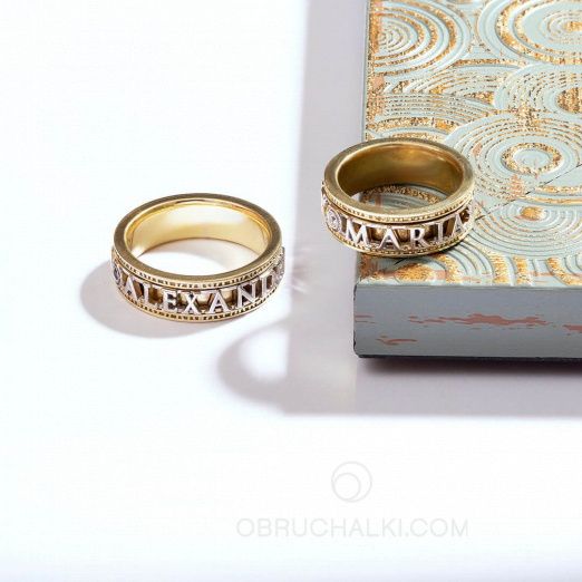 Крутящиеся обручальные кольца ANTIQUE с бриллиантами на заказ фото 3