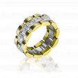 Красивое обручальное кольцо-браслет комбинированное с бриллиантами на заказ фото
