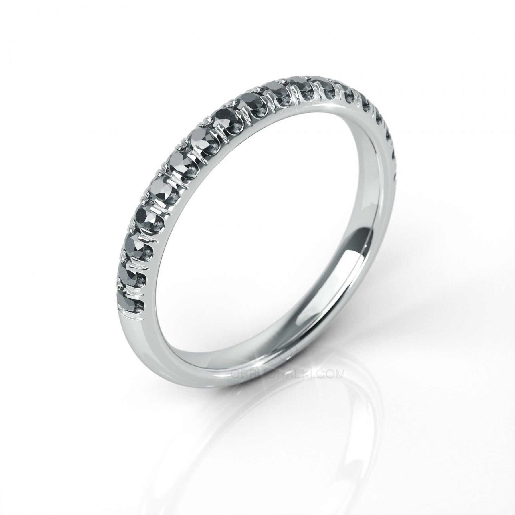 Купить Тонкое женское платиновое кольцо-дорожка с черными бриллиантами BRILLIANT SYMPHONY BLACK DIAMONDS в интернет-магазине: эксклюзивный дизайн, цена, отзывы, описание