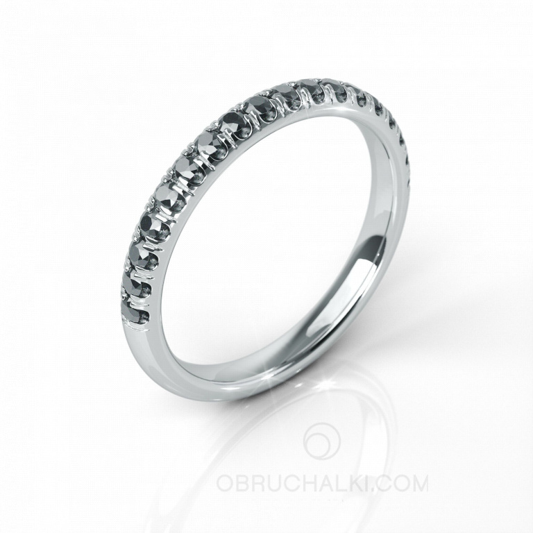 Тонкое женское обручальное кольцо с черными бриллиантами BRILLIANT SYMPHONY BLACK DIAMONDS