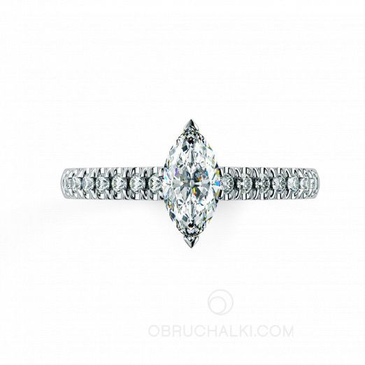Помолвочное кольцо с необычным бриллиантом огранки маркиз MARQUIS на заказ фото 2
