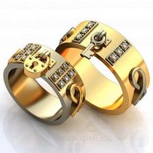 Обручальные кольца комбинированные Бесконечность с замком и ключом EVERMORE фото