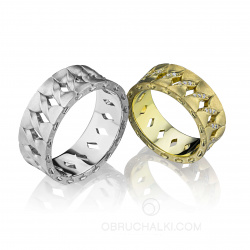 Широкие необычные дизайнерские обручальные кольца SPIRALS фото