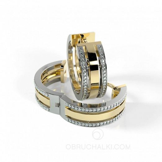 Серьги кольца с бриллиантами COMBO DIAMONDS EARRINGS на заказ фото