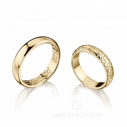 Парные обручальные кольца из белого золота с узором PLEXUS II  на заказ фото 4