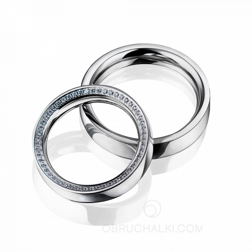 Парные обручальные кольца с бриллиантами CROP DIAMOND CIRCLE II