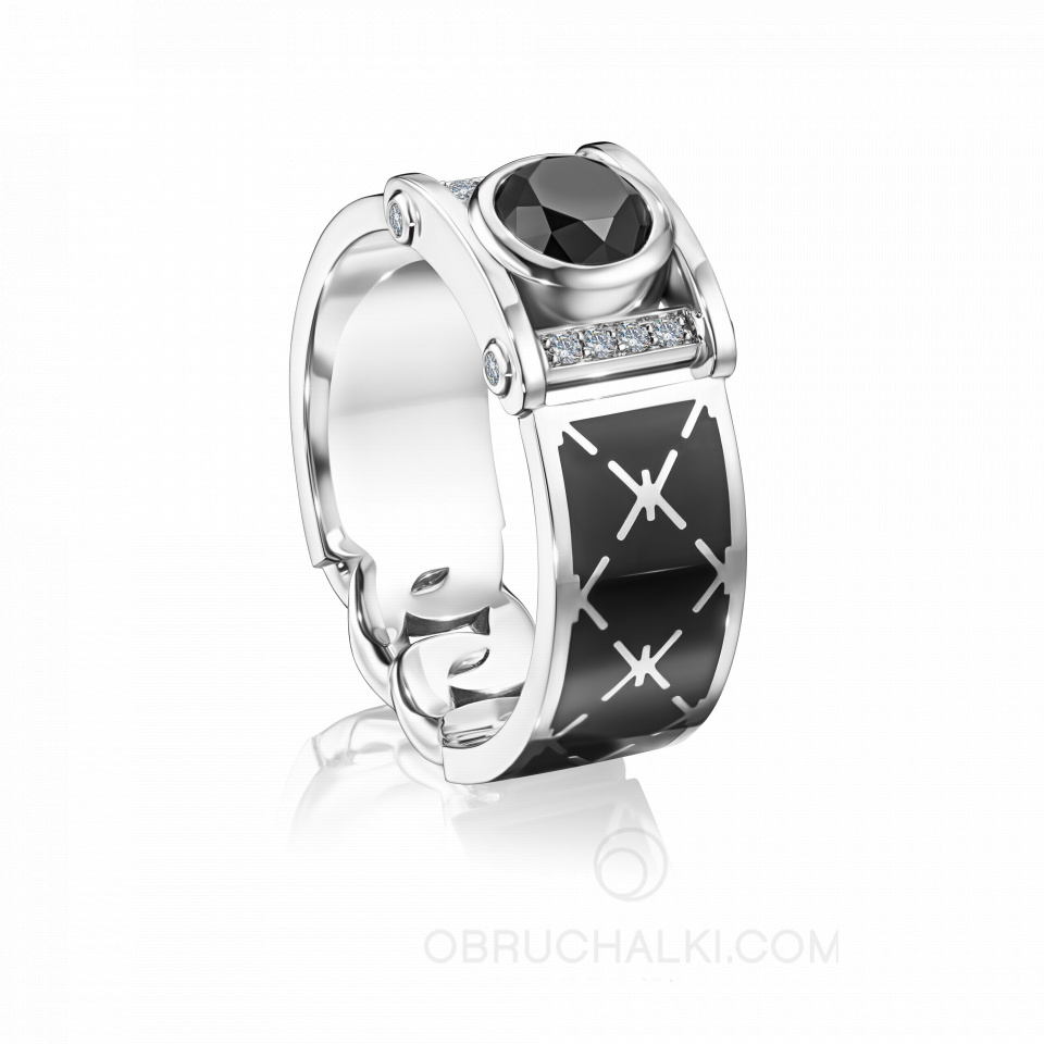 Необычные обручальные кольца с эмалью DARK PRINCE ENAMEL