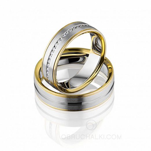 Обручальные кольца из комбинированного золота с бриллиантами DELIGHT на заказ фото