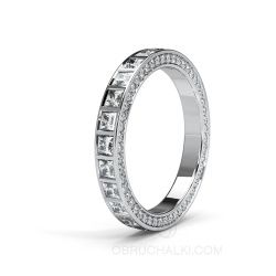 Женское обручальное кольцо с квадратными бриллиантами  фото