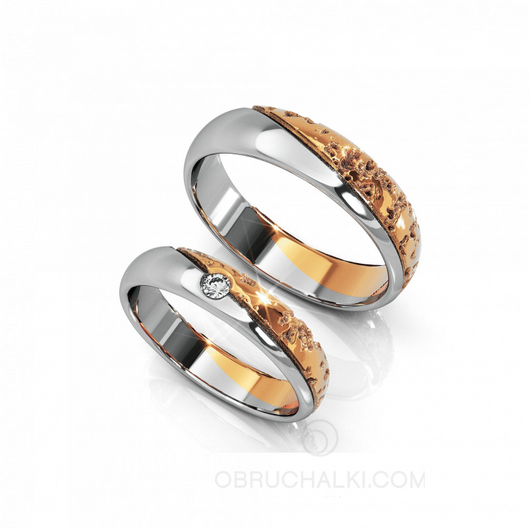 Обручальные кольца из золота с бриллиантом DIAGONAl CORK ONE