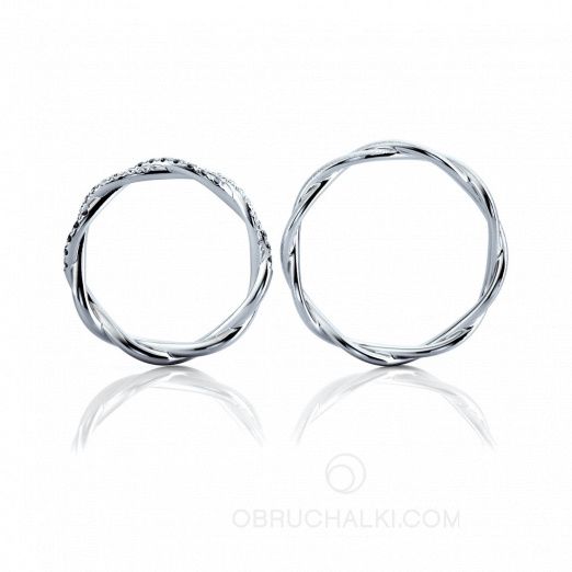 Плетеные обручальные кольца с белыми и черными бриллиантами TWISTED BRILLIANT на заказ фото 4