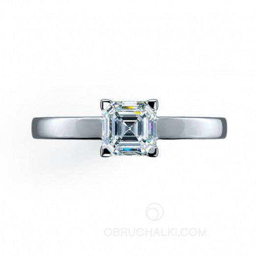 Помолвочное кольцо с эксклюзивным бриллиантом огранки Ашер ASSCHER RING на заказ фото 2