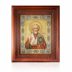 Икона Святого Николая Чудотворца ручная работа на заказ фото