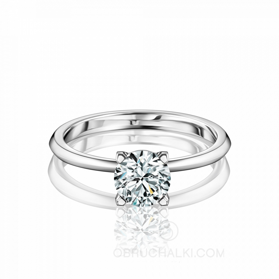 Золотое кольцо для предложения с крупным круглым бриллиантом SELESTINA ROUND