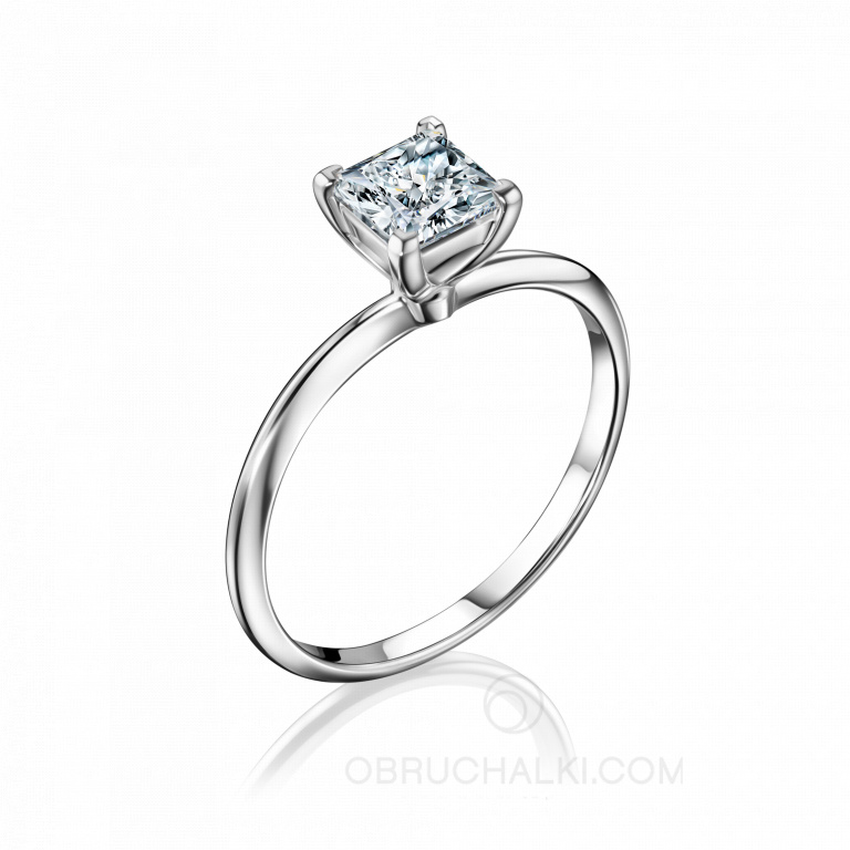 Золотое помолвочное кольцо с акцентной гранью и бриллиантом принцесса SOFT EDGE FIANCÉE PRINCESS