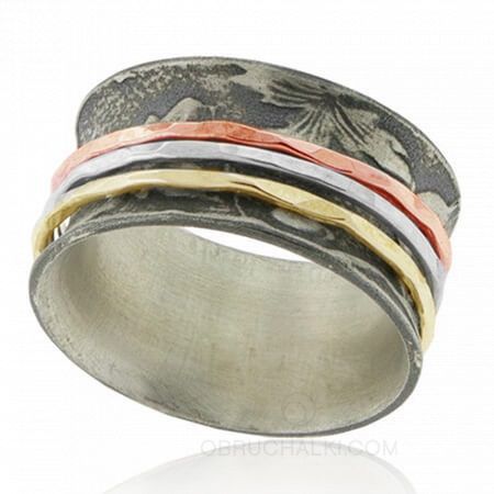Винтажное кольцо с вращающимися кольцами на заказ фото 3