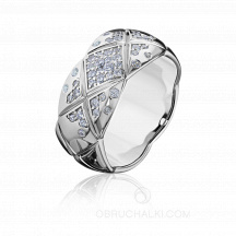 Широкое женское кольцо с россыпью бриллиантов PLATINUM ROYAL фото