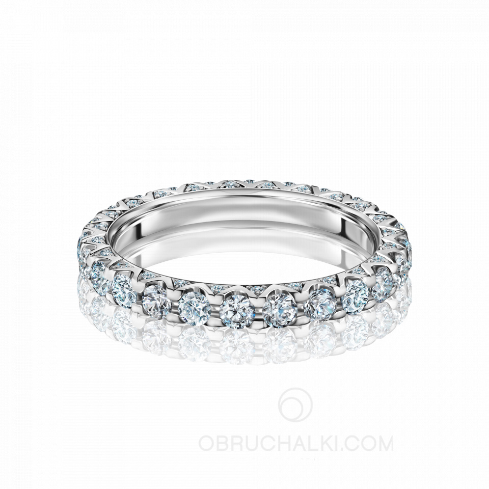 Женское обручальное кольцо-дорожка из белого золота c бриллиантами STONE MOON