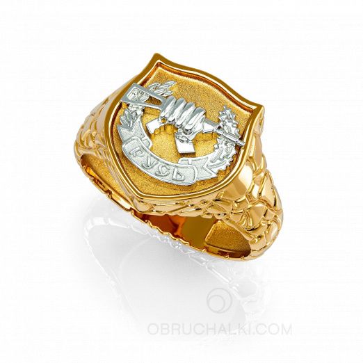 Мужское кольцо - печатка из золота RUS на заказ фото