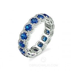 Обручальное кольцо с бриллиантами и сапфирами SAPPHIRE RING фото