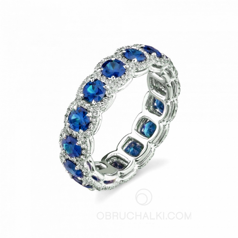 Обручальное кольцо с бриллиантами и сапфирами SAPPHIRE RING