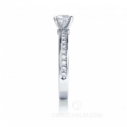Шикарное помолвочное кольцо с белым бриллиантом MYSTERY CUSHION DIAMOND на заказ фото 4